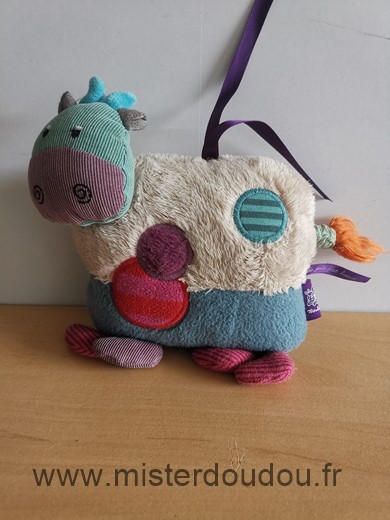 Moulin roty Vache Beige vert rose les jolis pas beaux - Très bon état
