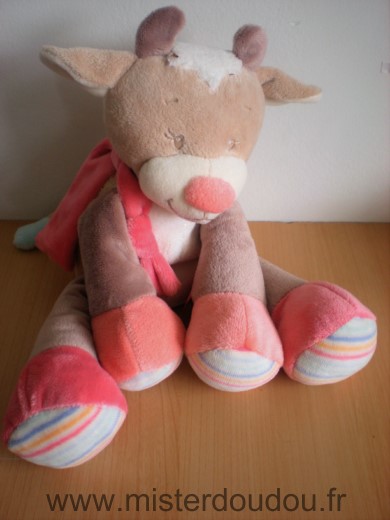 Nattou Vache Beige rose blanc les zamis - Très bon état