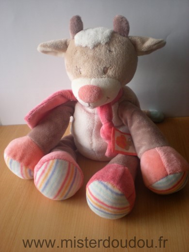 Nattou Vache Beige rose blanc les zamis - Très bon état