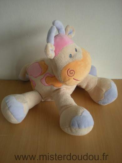 Nattou Vache Beige taches roses orange - Très bon état