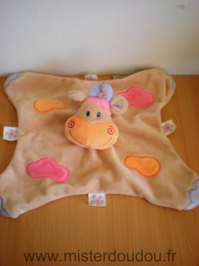 Nattou Vache Beige taches roses orange - Très bon état