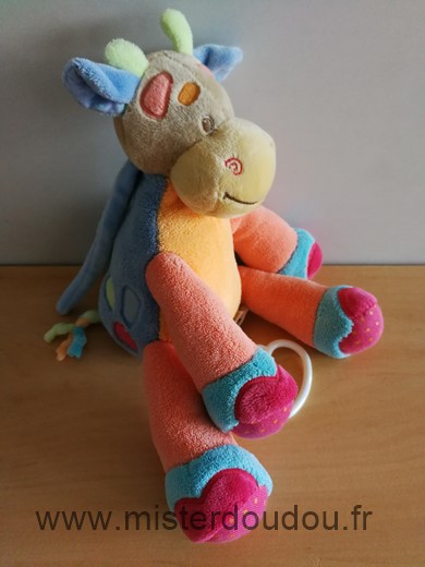 Vache Orange bleu vert rose Nattou