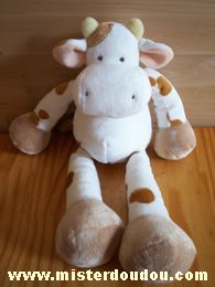 Nicotoy Vache Blanc taches marron - Très bon état