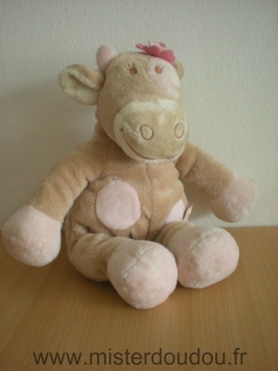 Noukie s Vache Beige taches rose fleur rose - Très bon état