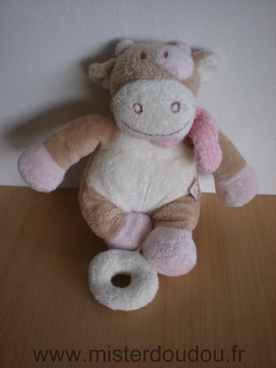 Noukie s Vache Lola beige blanc echarpe rose - Très bon état