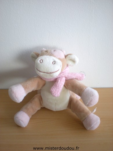 Noukie s Vache Lola beige ecru echarpe rose - Très bon état