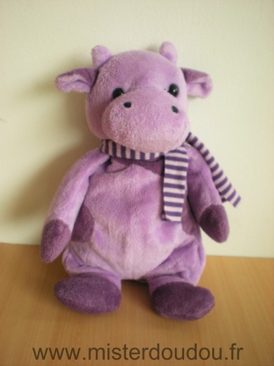 Tout compte fait Vache Mauve echarpe rayee coeur violet - Très bon état