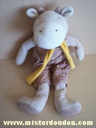 Vache Marron salopette rayée marron écharpe jaune Marque Inconnue