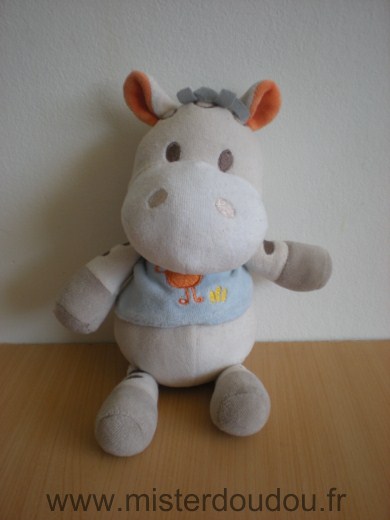 Creativtoys Zébre Gris pull bleu motif oiseau orange - Très bon état