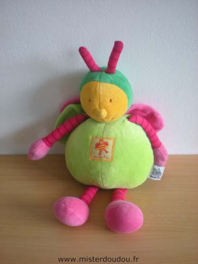 Doudou Abeille Moulin roty Florimond vert rose jaune 