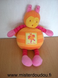 Doudou Abeille Moulin roty Orange rose Quelques bouloches