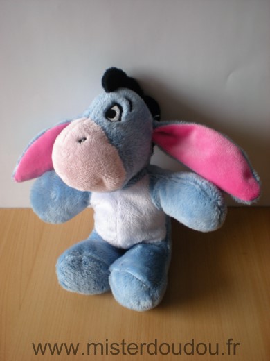 Doudou Ane Disney Bourriquet bleu mauve rose noeud rose au bout de la queue 