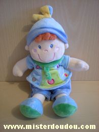 Doudou Bonhomme Mots d enfants Bleu vert 