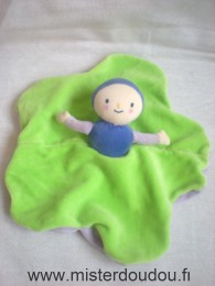 Doudou Bonhomme Moulin roty Vert dessus mauve dessous Dim dam doum les petits doudous