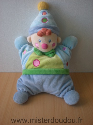 Doudou Clown Nicotoy Bleu vert 