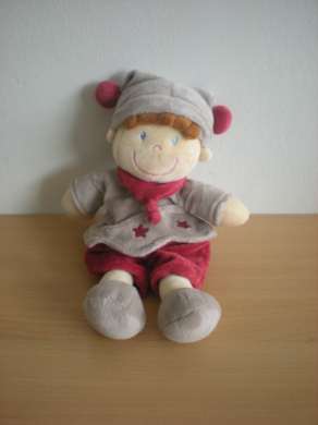 Doudou Bonhomme Nicotoy Gris bordeau 