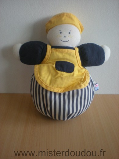 Doudou Bonhomme Sucre d orge Bleu marine jaune 