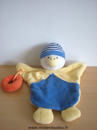 Doudou Canard Doudou et compagnie Jaune bleu avec bouée orange 