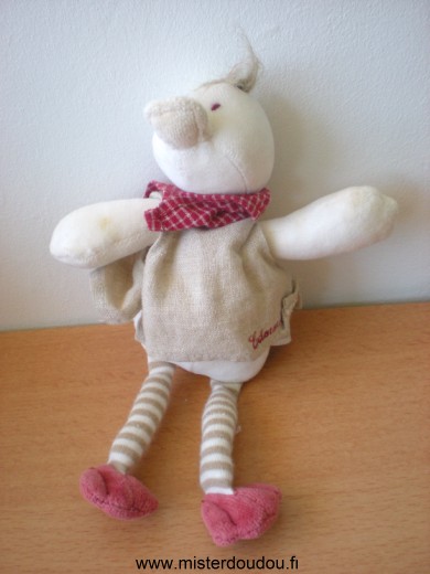 Doudou Canard Moulin roty Edouard ecru beige rouge 