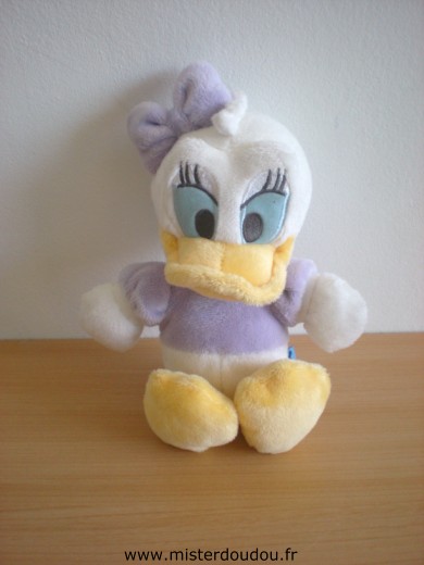 Doudou Canard Nicotoy Daisy mauve blanc jaune 