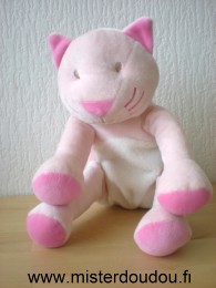 Doudou Chat Kiabi baby Rose blanc 