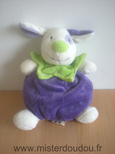 Doudou Chien Baby nat Violet vert 