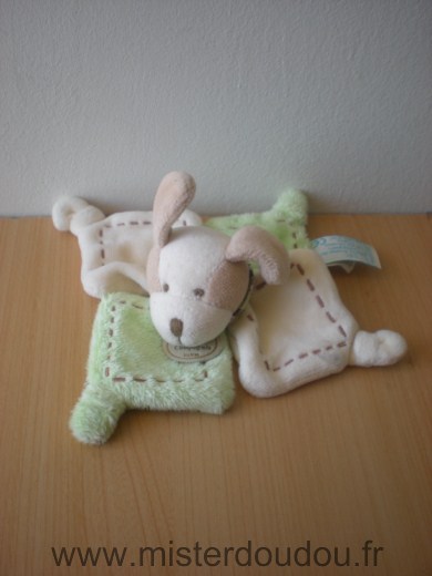 Doudou Chien Doudou et compagnie Vert ecru 