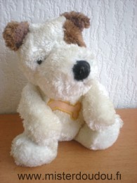 Doudou Chien Gipsy Blanc marron os jaune 