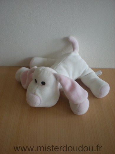 Doudou Chien H et m Blanc rose 