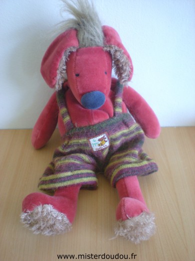 Doudou Chien Moulin roty Les zazous, chien bordeau salopette en laine 