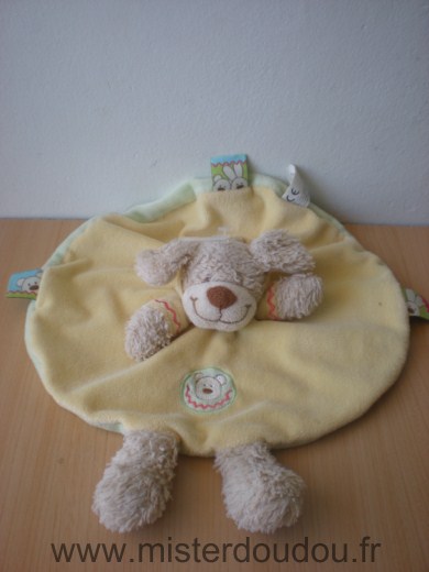 Doudou Chien Nicotoy Jaune dessous vert 