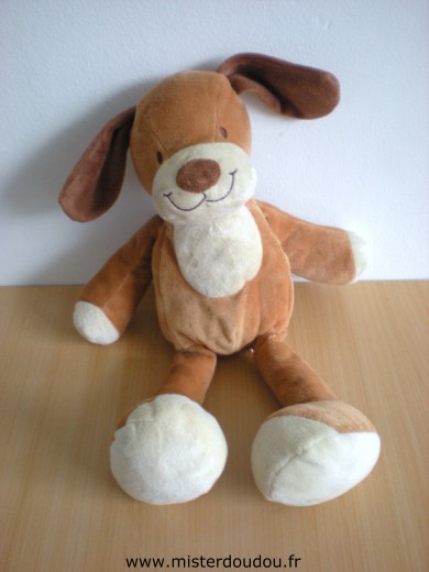 Doudou Chien Nicotoy Marron ecru 