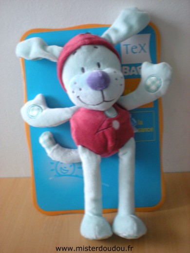 Doudou Chien Tex Bleu rouge 