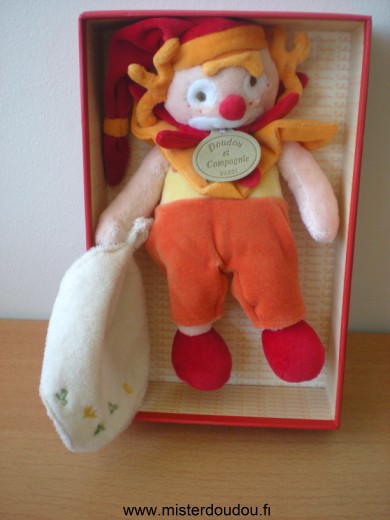 Doudou Clown Doudou et compagnie Orange jaune rouge 