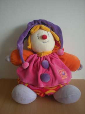 Doudou Clown Moulin roty Rose orange jaune Très grand modèle