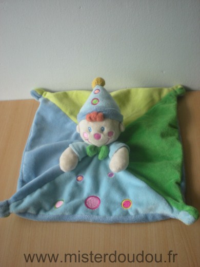 Doudou Clown Nicotoy Bleu vert 