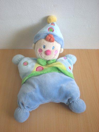 Doudou Clown Nicotoy Bleu vert 