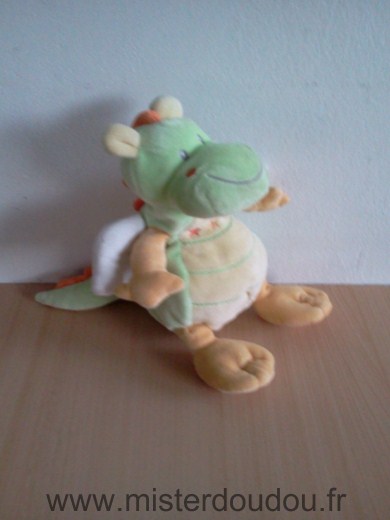 Doudou Dragon Nicotoy Vert jaune 