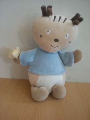 Doudou Ecureuil Sucre d orge Bleu beige 