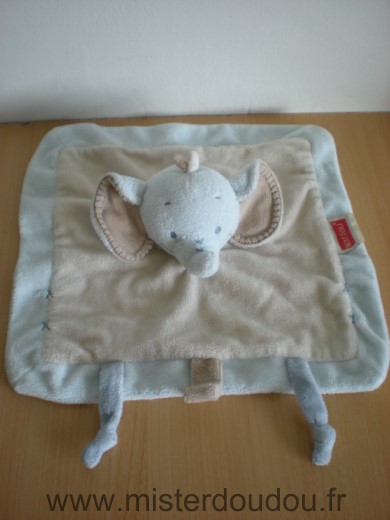 Doudou Eléphant Nattou Beige bleu 