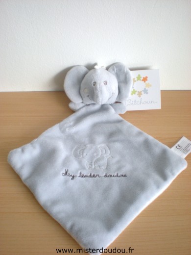 Doudou Eléphant Nicotoy Gris blanc 