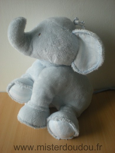 Doudou Eléphant Tartine et chocolat Bleu 