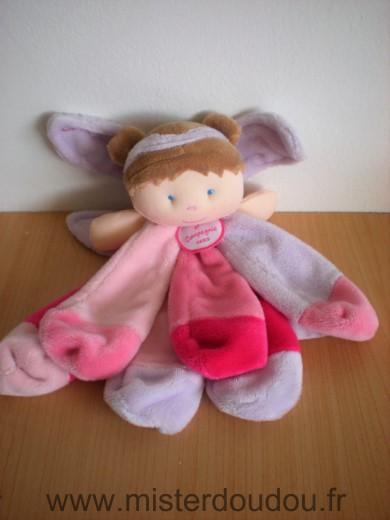 Doudou Fee Doudou et compagnie Petales rose fushia bleu ailes mauves 