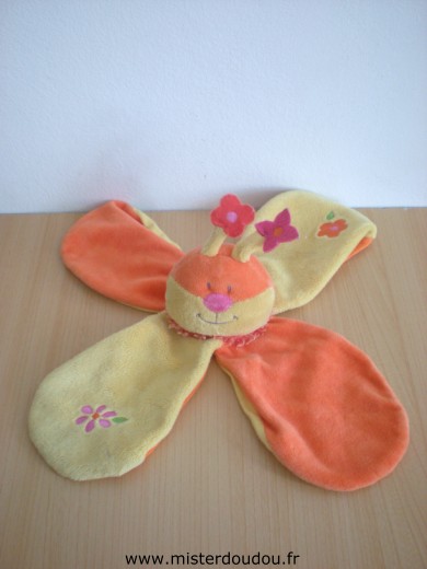 Doudou Fleur - Marque non connue - Pétales jaune orange avec broderies fleurs 