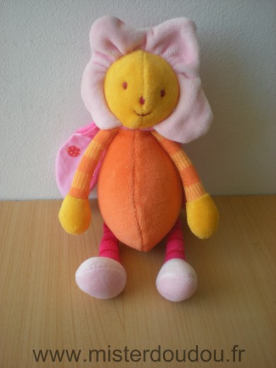 Doudou Fleur Moulin roty Rose orange jaune 