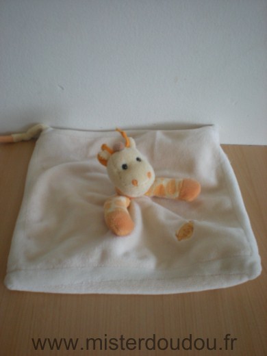 Doudou Girafe Baby nat Ecru orange 