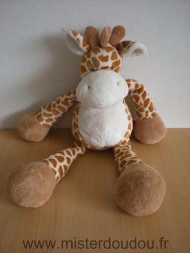 Doudou Girafe Nicotoy Blanc taches marron 