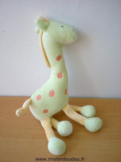 Doudou Girafe Sucre d orge Vert jaune 