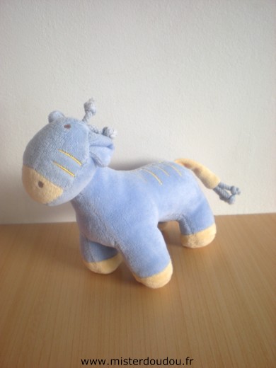 Doudou Girafe Tex Bleu jaune 