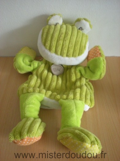 Doudou Grenouille Baby nat Vert blanc 